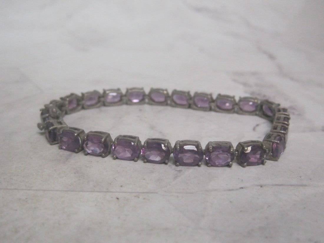 7" Sterling Silver Amethyst Bracelet (1 of 4)