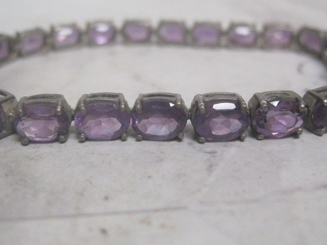 7" Sterling Silver Amethyst Bracelet - 2