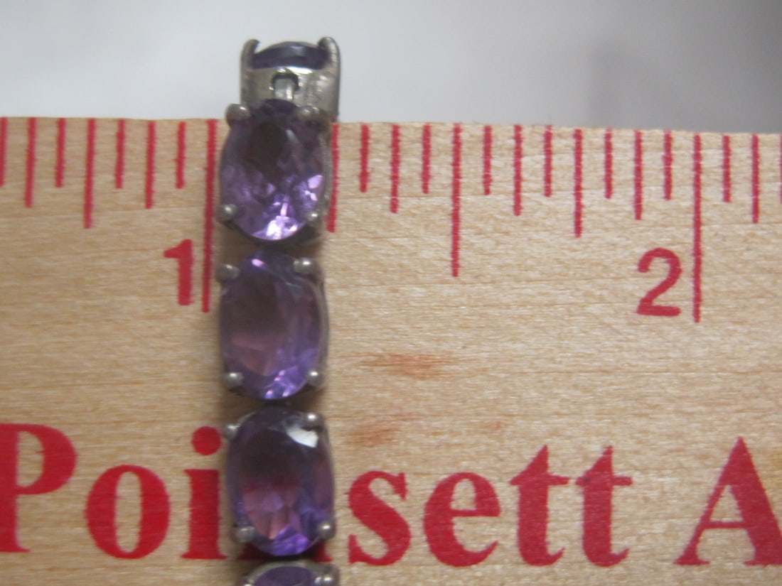 7" Sterling Silver Amethyst Bracelet - 4