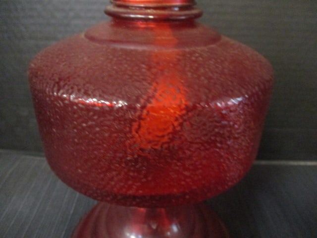 Vintage Red Glass Oil Lamp - 5