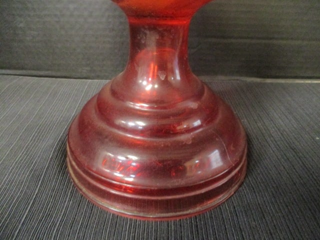 Vintage Red Glass Oil Lamp - 6
