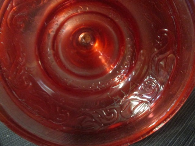 Vintage Red Glass Oil Lamp - 7