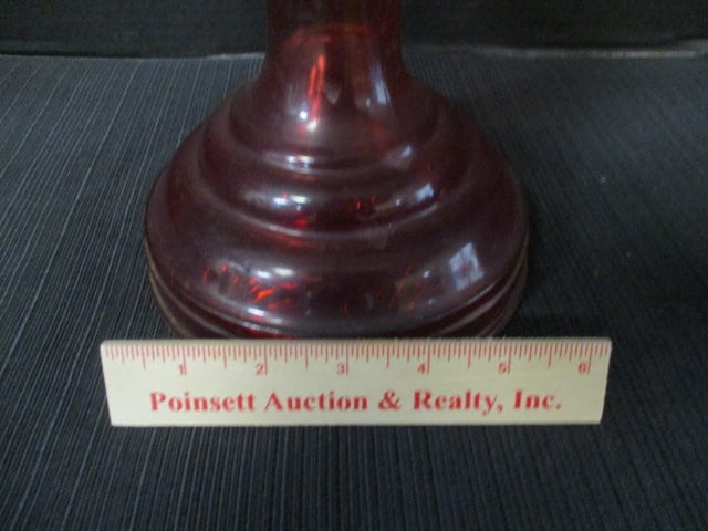Vintage Red Glass Oil Lamp - 9