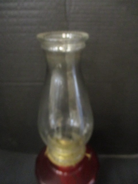 Vintage Red Glass Oil Lamp - 2