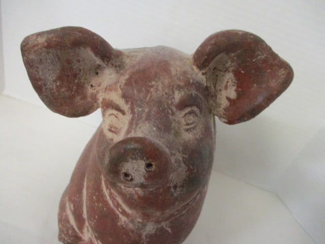 Mexican Pottery Sitting Pig Figurine - 4