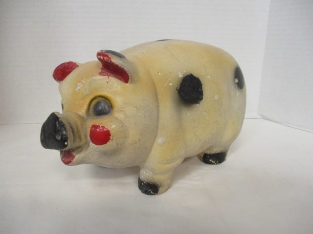 Chalkware Piggy Bank: 11" L x 6" H 