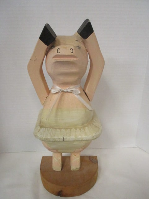 Wood Handcrafted 'Folk Art' Ballerina signed Olivia Boyd'74: 15" 
