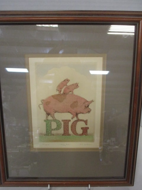 Piggy Back Signed/Framed/Matted Print by K.H. Cadean?: 12 1/2 x 15 