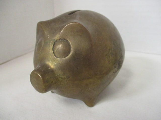 Brass Pig Bank, Silverplate Pig Bank, BBQ Tool Hook - 4
