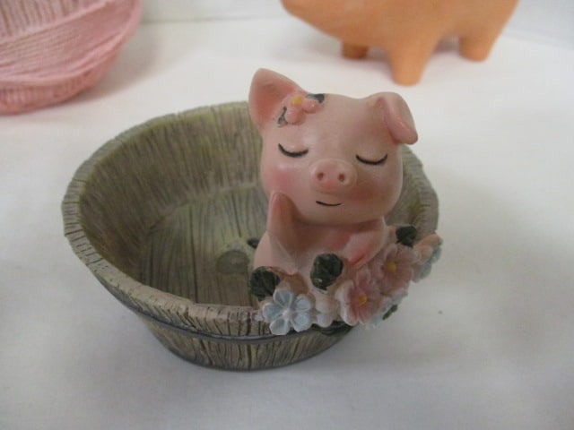 Outdoor Related Pig Figurines Grouping - 17