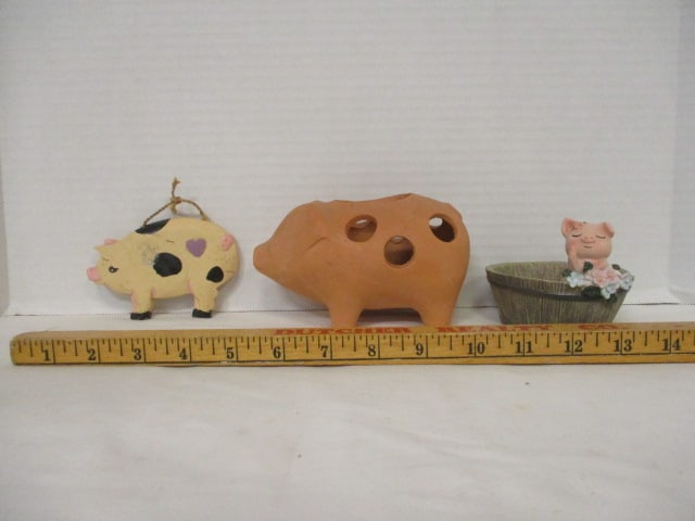 Outdoor Related Pig Figurines Grouping - 19