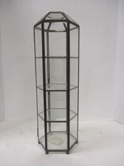 Leaded Glass Octagonal Display Case: 16" H 