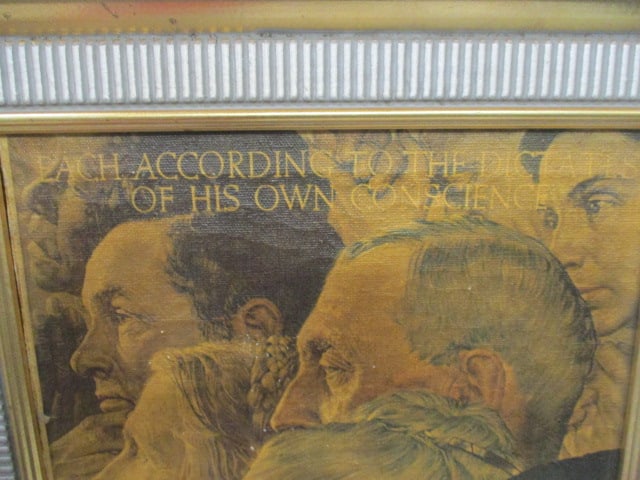 Norman Rockwell Vintage Freedom of Worship Textured Art, - 3