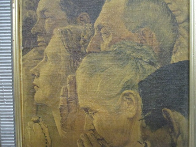 Norman Rockwell Vintage Freedom of Worship Textured Art, - 6