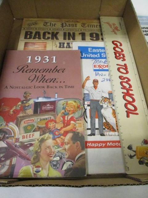 Vintage US Road Maps, 1931 Timeline Items, Army Hat, Misc. - 4