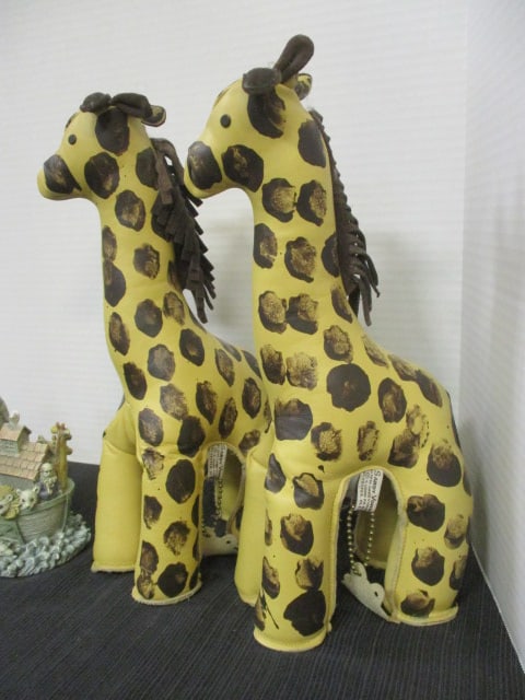 Noah's Ark Bookends & (PR) Sandy Vor's Leather Giraffes - 2