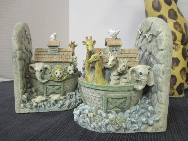 Noah's Ark Bookends & (PR) Sandy Vor's Leather Giraffes - 7