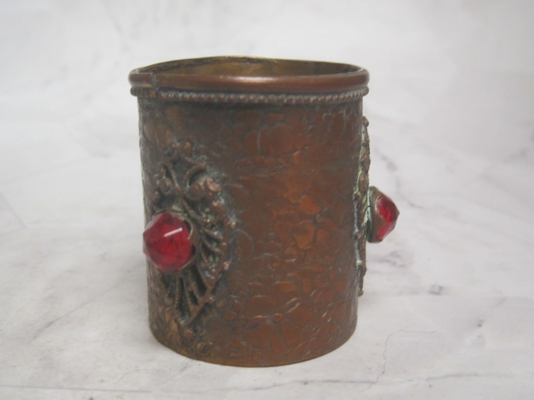 Apollo "Jeweled" Dresser Item: Copper with red glass jewels, 1 3/4"