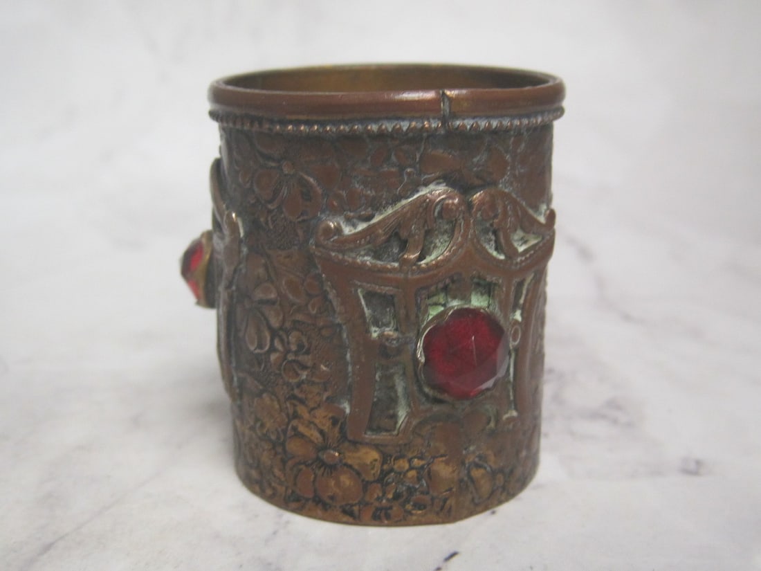 Apollo "Jeweled" Dresser Item: Copper with red glass jewels, 1 3/4" 