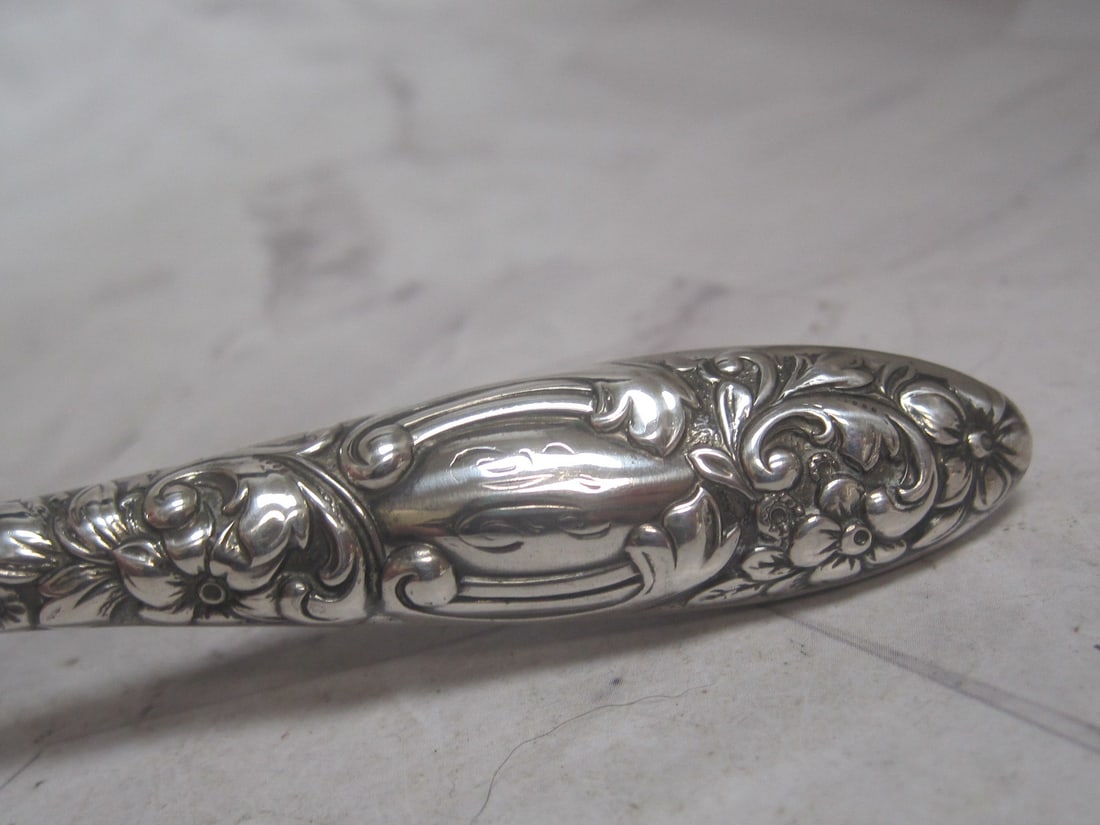 Sterling Silver Repousse Floral Nail Piece - 4