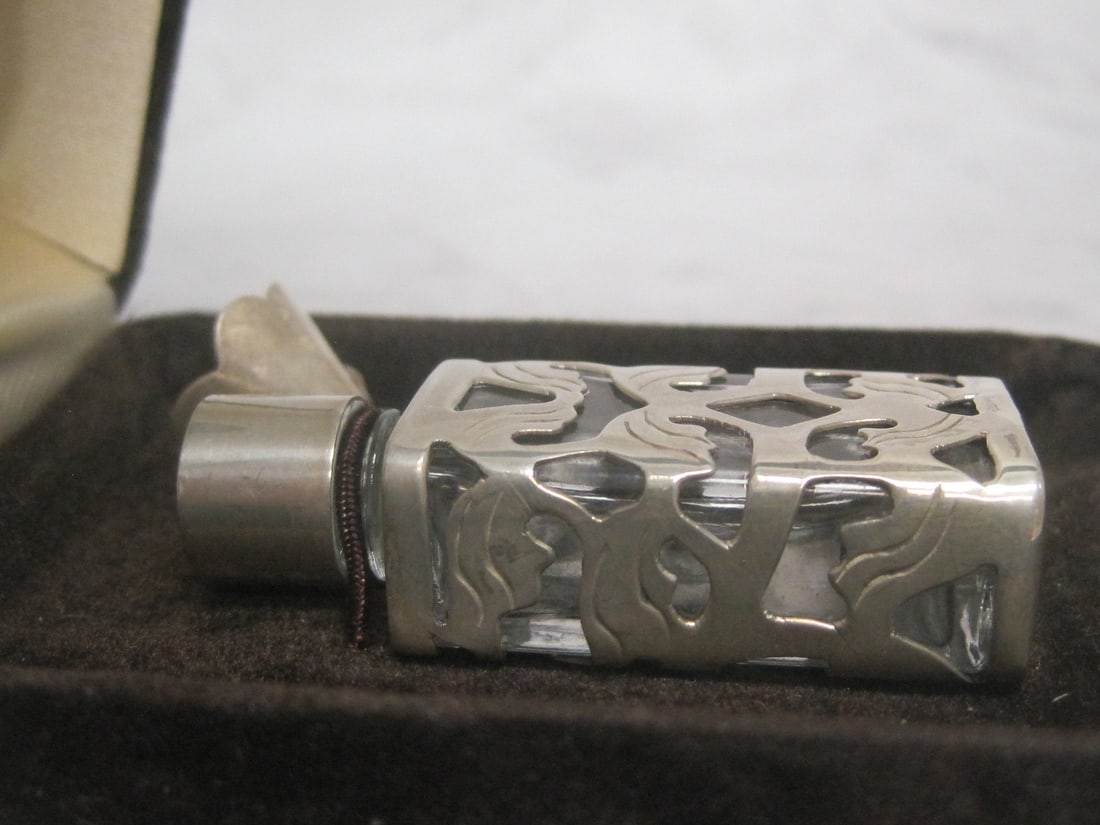 Sterling Silver & Crystal Perfume Bottle & Funnel - 4