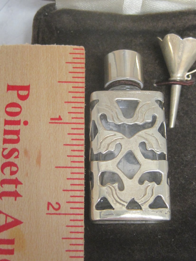 Sterling Silver & Crystal Perfume Bottle & Funnel - 7