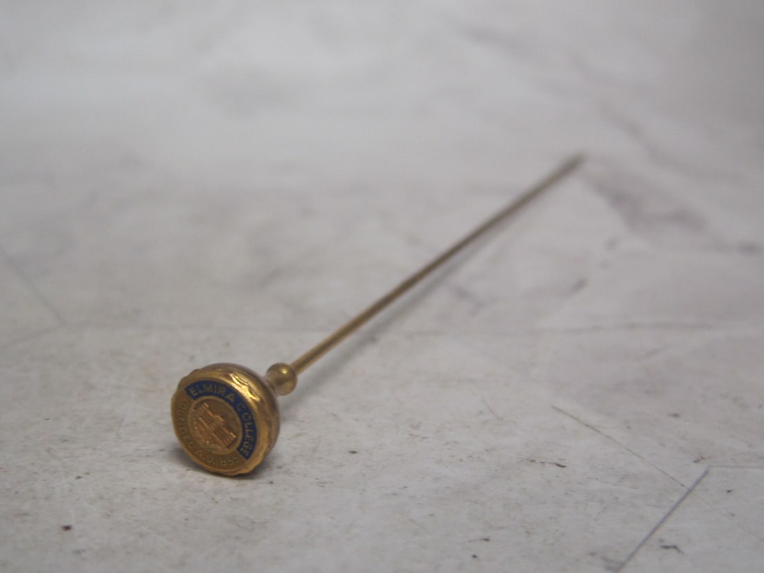 Antique Hat Pin "Elmira College:: Gold-filled, 6 1/2" 