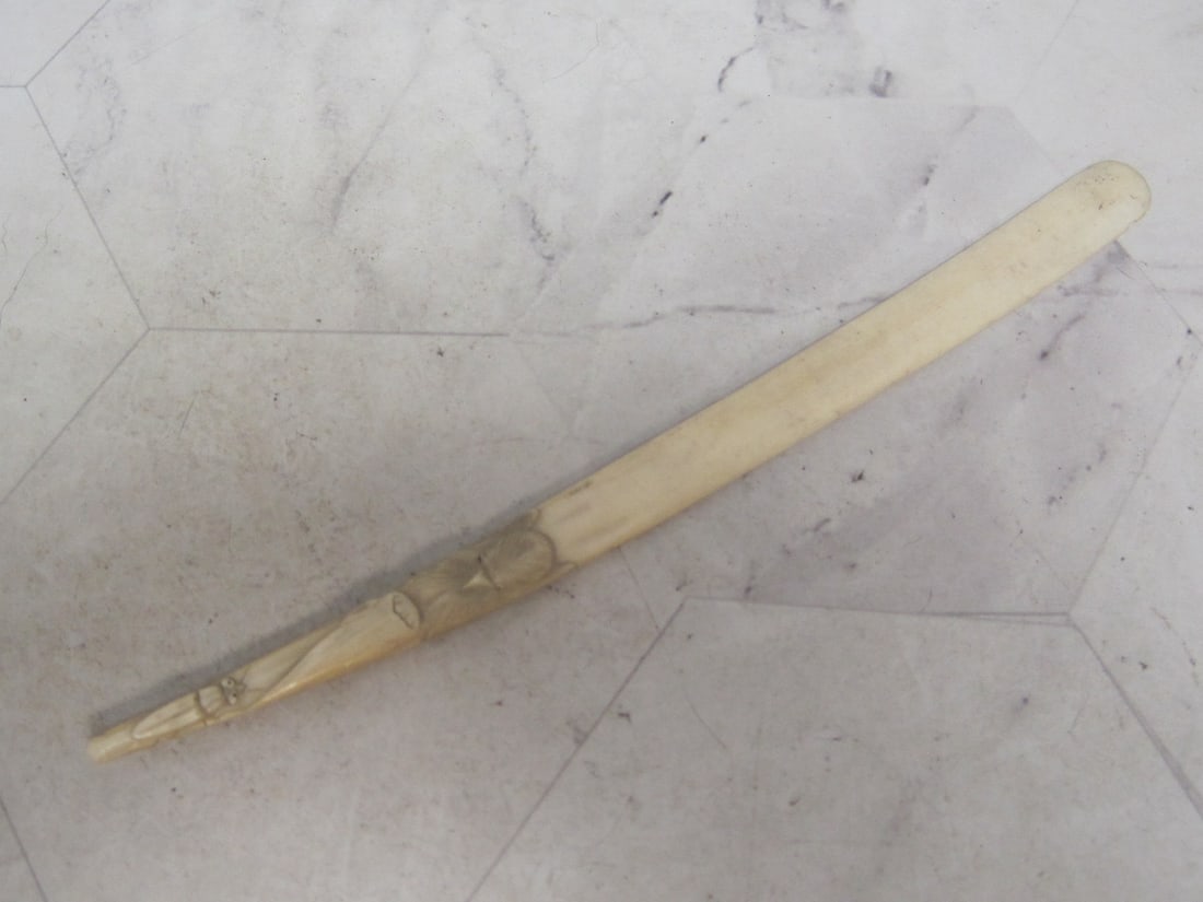 Early Japanese Carved Letter Opener: Bird & bug dÃ©cor, Meiji period, circa 1890, 6" long 