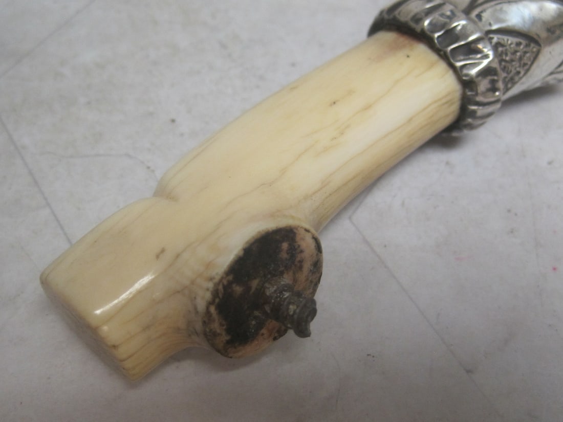 Victorian Sterling Silver & Carved Cane Handle - 5