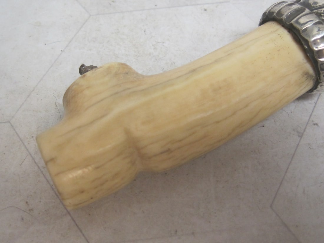 Victorian Sterling Silver & Carved Cane Handle - 7