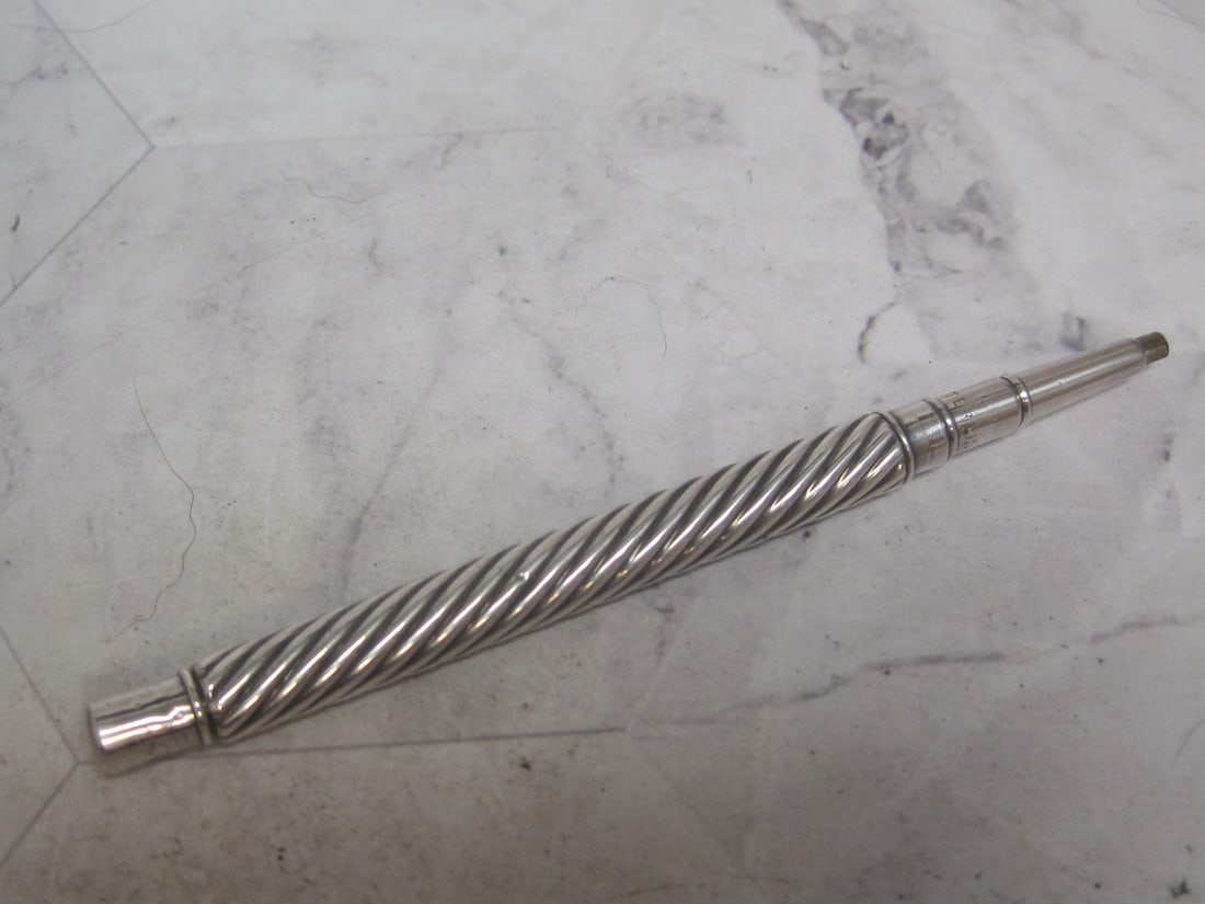 Sterling Silver Mechanical Pencil: Art Deco period, twist design, 4" long 