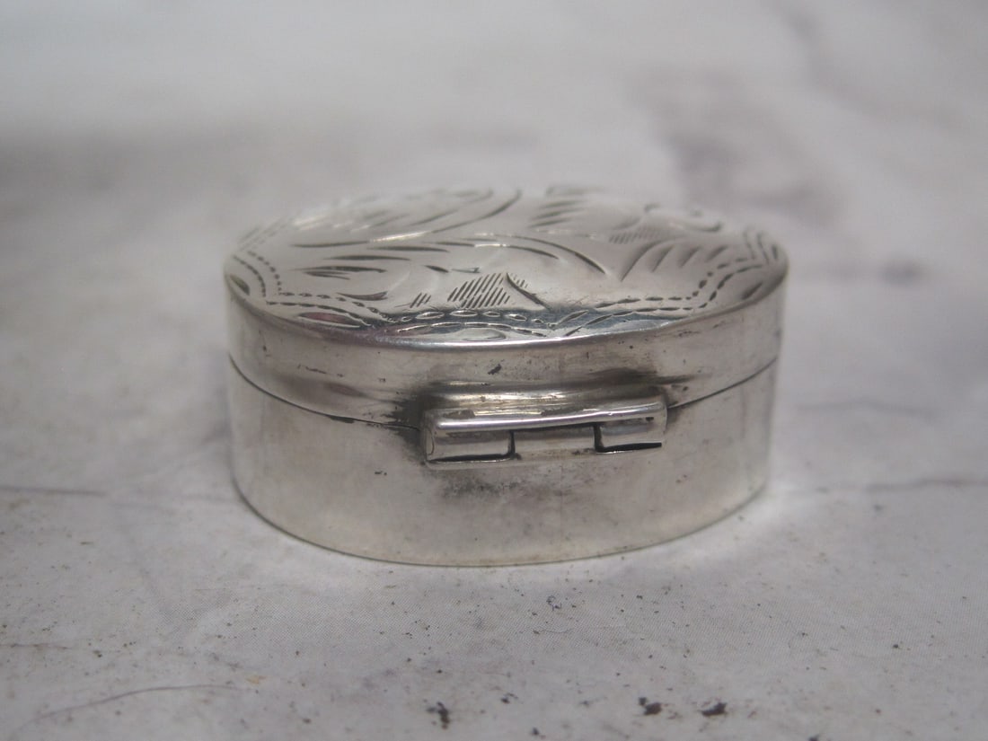 Sterling Silver Oval Pill or Trinket Box - 3