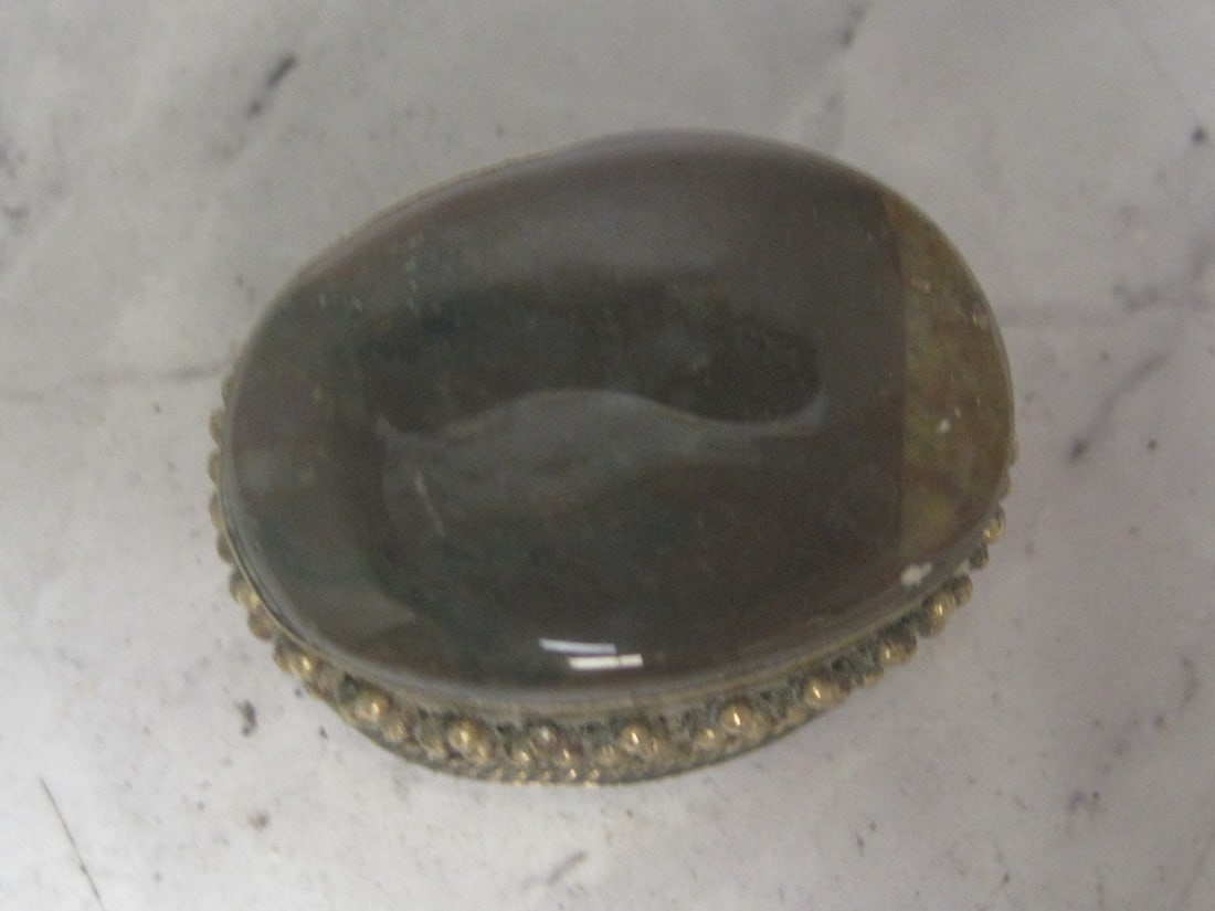 Agate & Brass Trinket or Pill Box - 2