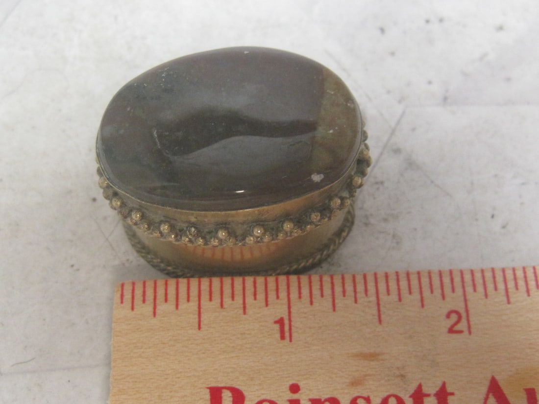 Agate & Brass Trinket or Pill Box - 7