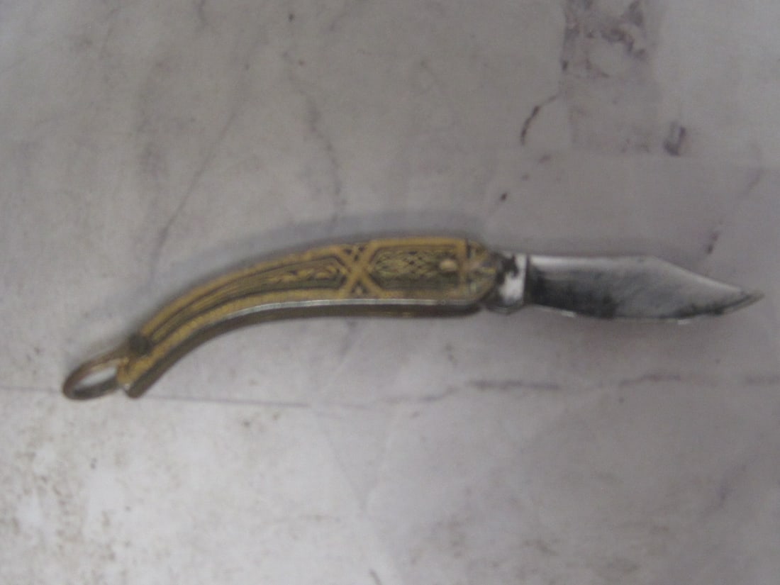 Vintage Pendant or Pen Knife: Dagger shape from Toledo, Spain, 2" when closed 