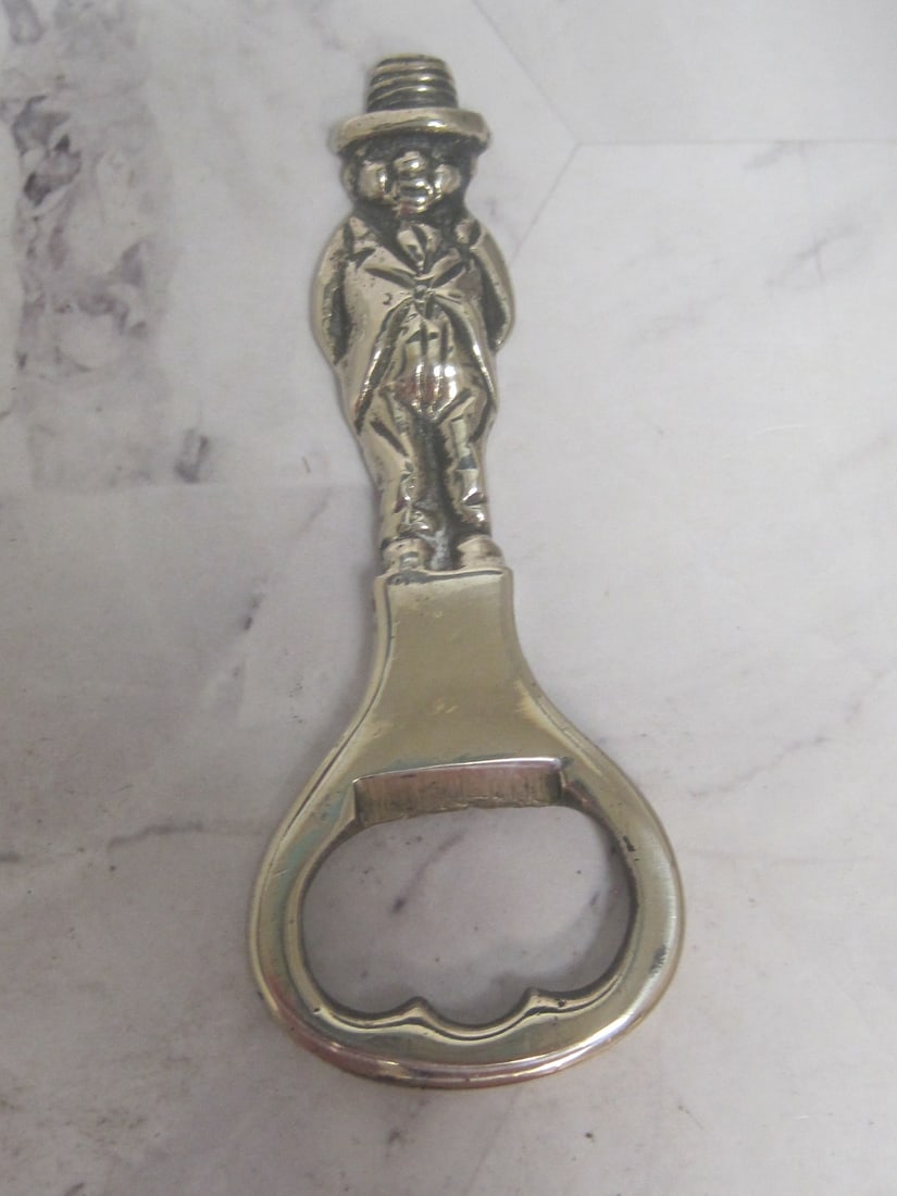 Figural Bottle Opener of Drunken Man: Marked .900, 3 7/8" 