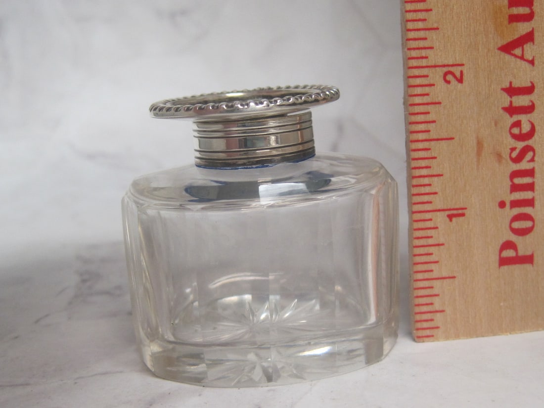 Antique Silverplate & Cut Glass Inkwell - 6