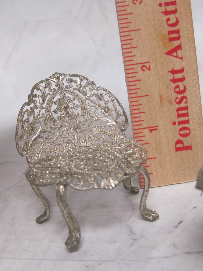 Miniature Filigree Table & Chair - 7