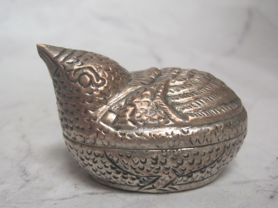 Figural Bird Metal Nut Box - 2