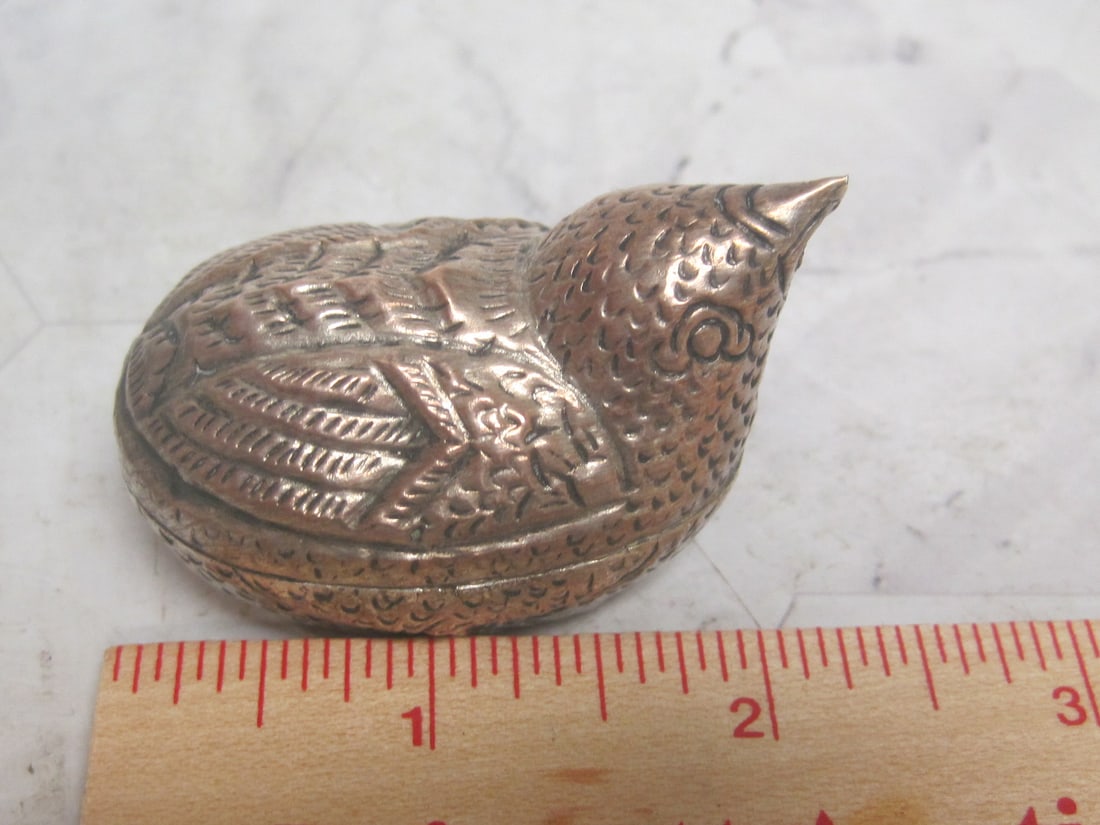 Figural Bird Metal Nut Box - 4