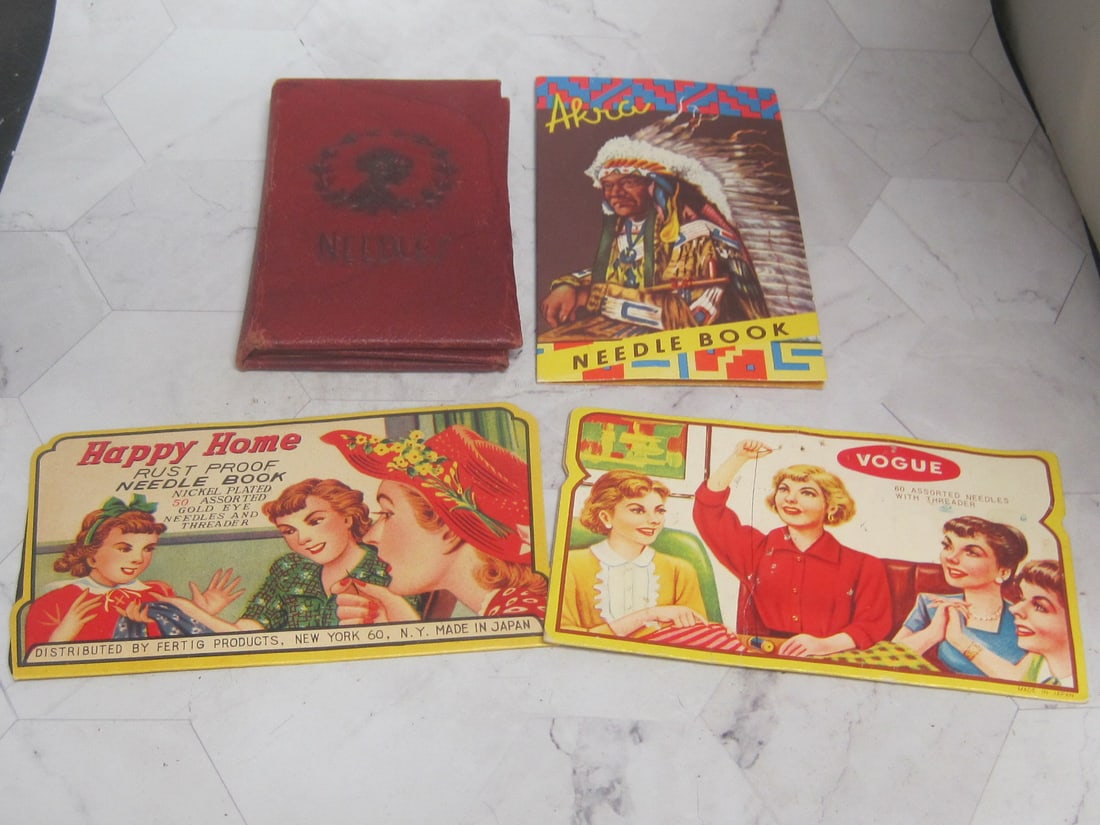 Lot of 4 Vintage Sewing Needle Packs: Oldest is 1914 