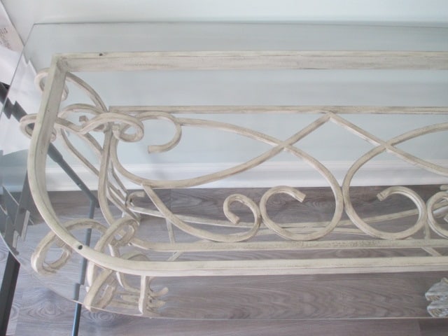 Beveled Glass Wrought Iron Frame Console Table - 2