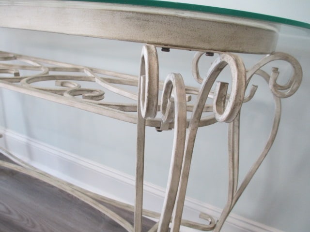 Beveled Glass Wrought Iron Frame Console Table - 3