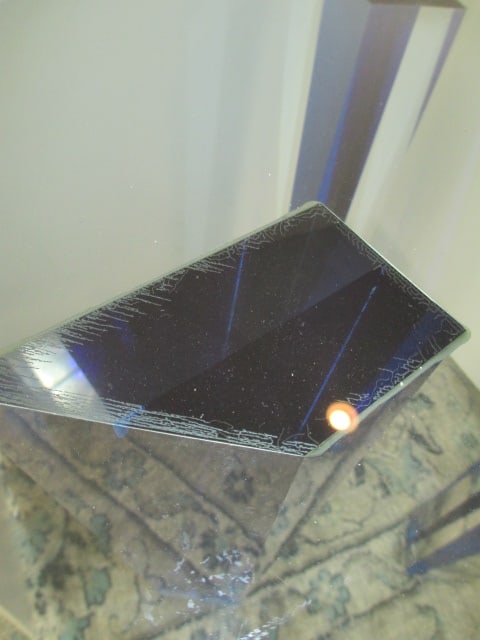 Beveled Glass Top Contemporary Art Glass Side Table - 2