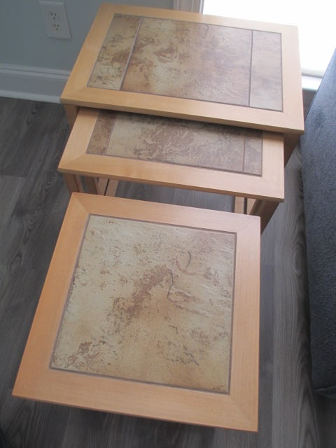 3 Piece Tile Top Nesting Table Set - 3
