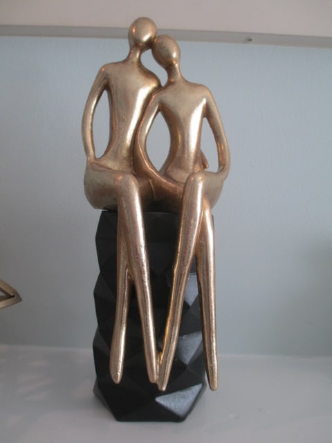 Black and Gold Contemporary Modern Couple Sculpture: 11"h