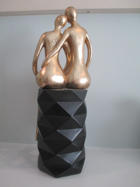 Black and Gold Contemporary Modern Couple Sculpture - 2
