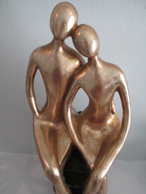 Black and Gold Contemporary Modern Couple Sculpture - 3