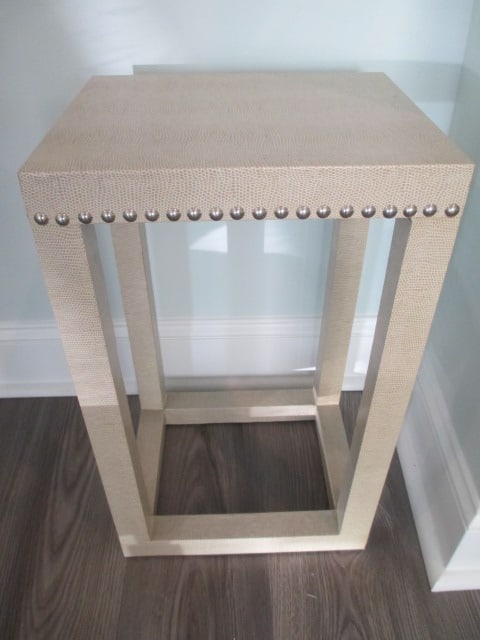 Animal Skin Textured Accent Table with Nail Head Accents: 12" x 10" x 20", Local Pickup Only 