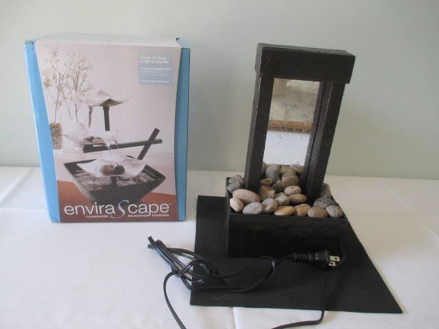 New in Box Envira Scape Relaxation Fountain and Illuminated Rain Wall Tabletop Fountain: . 